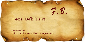 Fecz Bálint névjegykártya